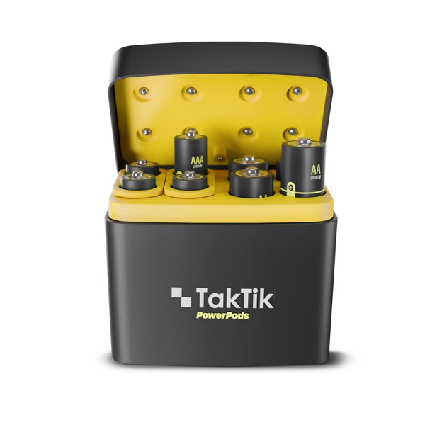 شاحن بطاريات ليثيوم مع 8 بطاريات قابلة للشحن Taktik Powerpods Batteries With Charger