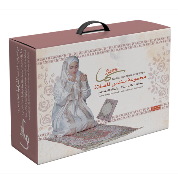 Prayer kit with a prayer rug and cover of the Qur’an (Sama) Hands of Handicraft Turkish Industry